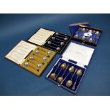 Two Sets of Six Hallmarked Silver Coffee Spoons, each with coffee bean knop, in a fitted case;