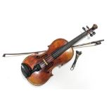 A Late XIX Century Violin, the one-piece back, length 141/8in, inlaid with ornamental stringing, the