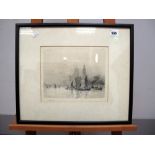 AFTER WILLIAM LIONEL WYLLIE (1851-1931) Westminster from the Thames, etching, signed in pencil in