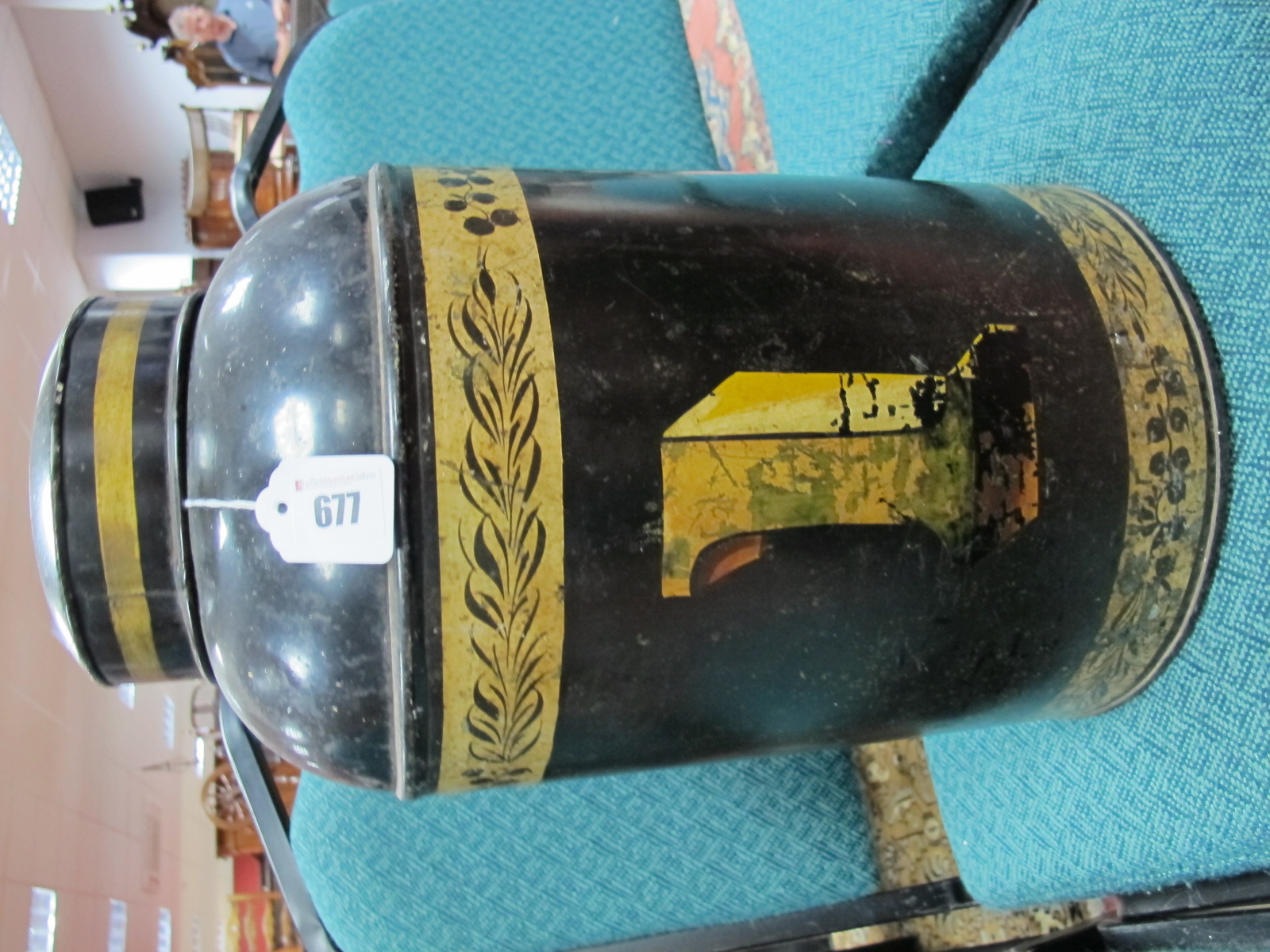 A Victorian Toleware Cylindrical Tea Cannister, by H. Fereday & Sons, London, lift-off cover, - Image 2 of 11