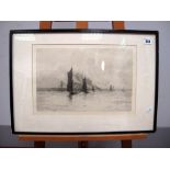 AFTER WILLIAM LIONEL WYLLIE (1851-1931) The Last Trickle of the Flood, etching, signed in pencil