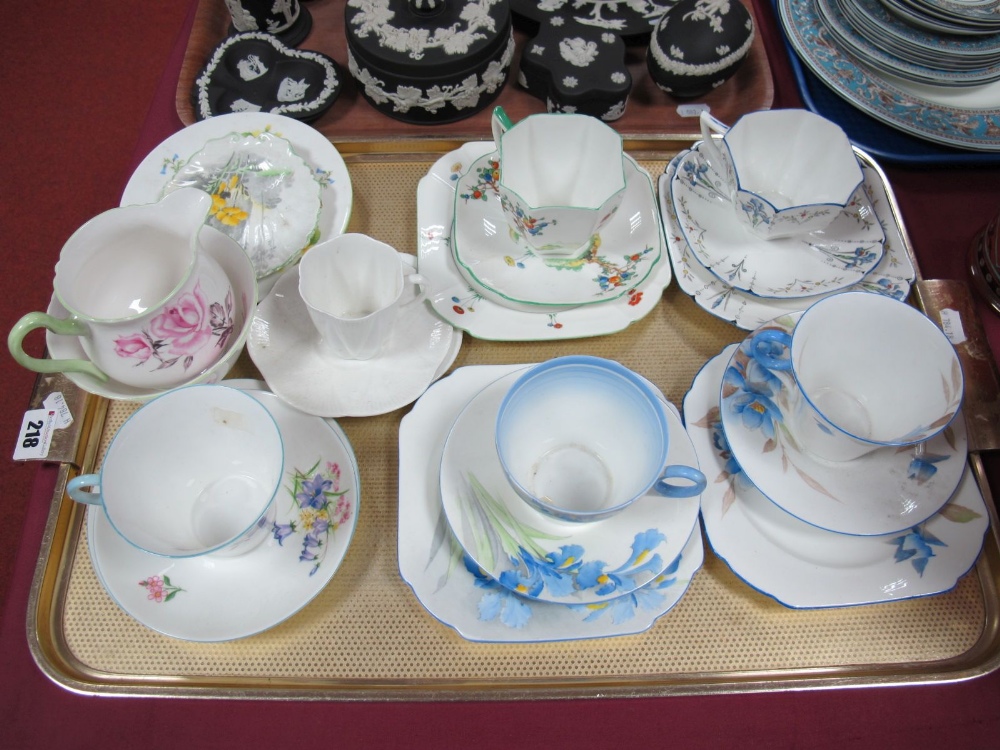 A Collection of Shelley China Trios, designs include Blue Iris, ((Queen Anne shape), Wild Flowers,