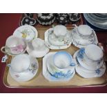 A Collection of Shelley China Trios, designs include Blue Iris, ((Queen Anne shape), Wild Flowers,
