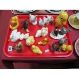 Goebel Pottery Birds, to include chickens, hens, novelty condiments, money box:- One Tray