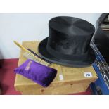 Black Silk Top Hat, circa 1900 by Dunn & Co, with brush and original box.