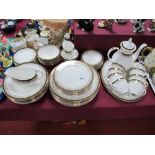 Grafton 'Majestic' Dinner Service, of sixty four pieces in green and gilt.