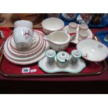 Crown Devon "Stockholm" Design- A small collection of pieces plus a green condiment set:- One Tray