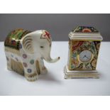 Royal Crown Derby Paperweight Infant Indian Elephant, with gold stopper, (1st quality); together