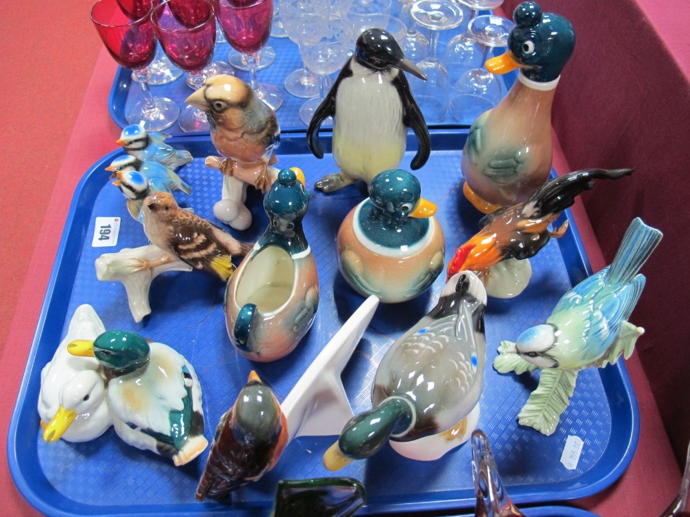 Goebel- Twelve glazed pottery birds to include brambling, titmouse, blue titmouse, wildums
