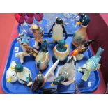 Goebel- Twelve glazed pottery birds to include brambling, titmouse, blue titmouse, wildums