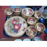 D.Jones for Aynsley China, four gilt bauble rimmed plates, 26cms diameter, fifteen cups (