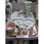 Poole Pottery Sectional Dish, vase, cucumber dish, coffee pot cruet, bottle dish, etc:- One Tray