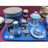 XIX Century Wedgwood Style Jasperware, Jardiniere, Jasperware, jar and cover, Wedgwood vase, etc:-