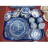 Four Spode Blue Room Kitchen Spice Jars, Italian Spode tableware, Cauldon ginger jar, Derby pin