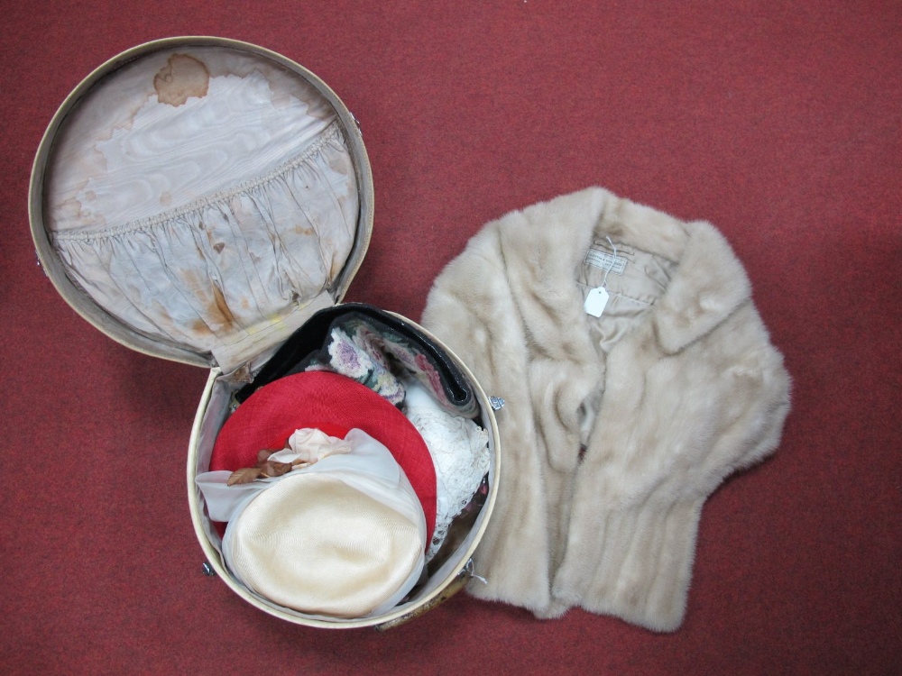 A Cream Mink Capelet, with collar, retailed by "Griffin & Spaldings Furriers, Nottingham"; plus a