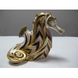 Royal Crown Derby Paperweight Seahorse, with gold stopper, (1st quality).