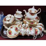 Royal Albert Old Country Roses Teaware, of thirty seven pieces including teapot, all 1st quality,