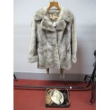 A C.1970's Silver Mink Three-Quarter Length Jacket, fitted waist with pleats to back, collar, with