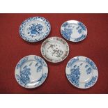 Three Early XIX Century Chinese Porcelain Plates, painted in blue with fishermen and landscape