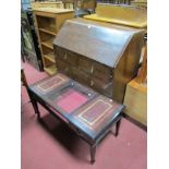 XIX Century Mahogany Bureau, cross banded fall, fitted interior, two small drawers, two long