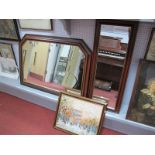 Two Modern Wall Mirrors, each in reproduction mahogany frames, an oil study. (3)