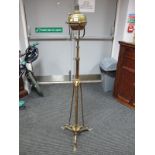 Early XX Century Art Nouveau Brass Standard Oil Lamp, with rise and fall action, pierced splayed