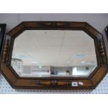 1920's Oak Jacobean Style Wall Mirror, having canted corners.