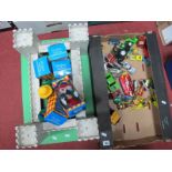 A Quantity of Diecast Vehicles, a toy fort and toy clowns.