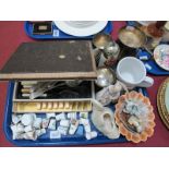 Assorted Plated Cutlery, including boxed fish knives and forks, plated mugs, collection of thimbles,