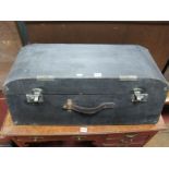 Motor Car Luggage Box, purportedly off an 'MG' car, in black leatherette, having chrome mounts.