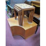 A Tile Topped Nest of Tables, and an E.Gomme teak corner cupboard. (2)