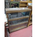 Oak Three Sectonal Glazed Bookcase, in the Globe Wernicke style.