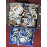 Blue and White Teapot, blue and white china, etc:- Two Boxes