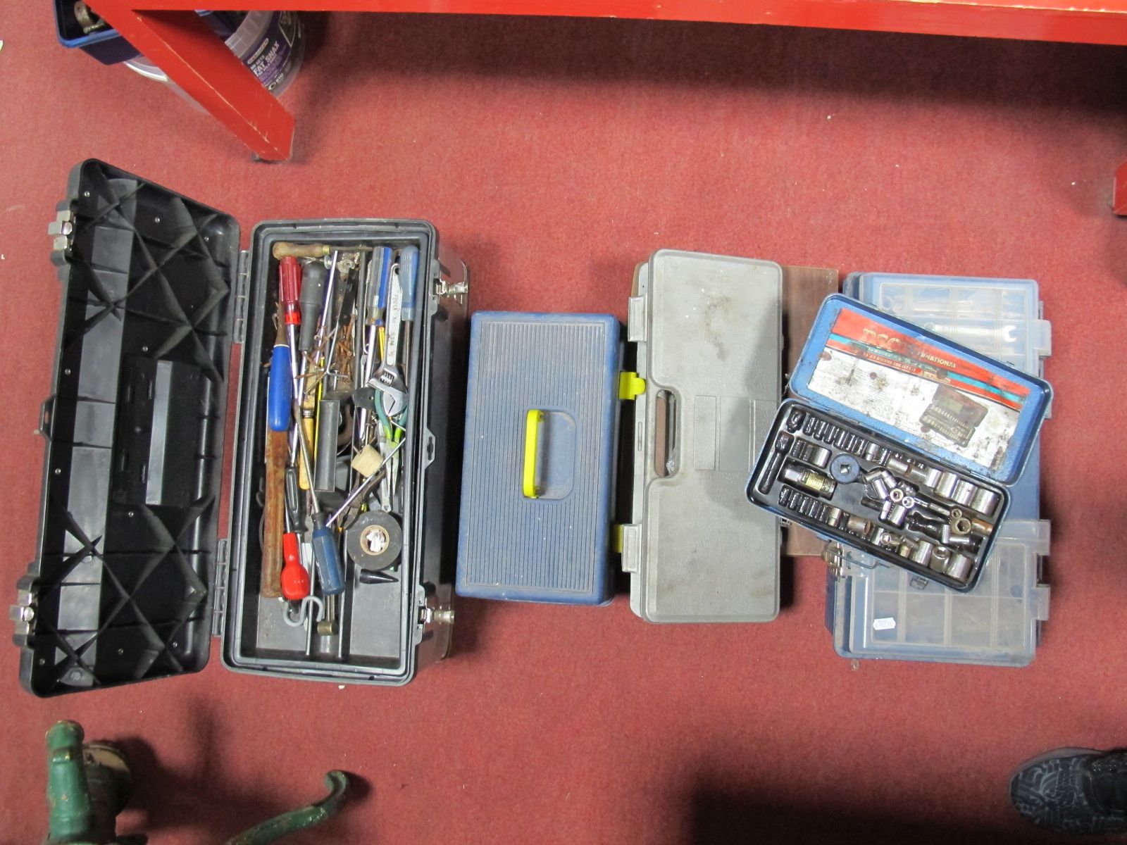 A Rolson Tool Box, and contents, further spanners, and other DIY tools.