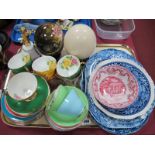 Doulton 'Glad Tidings' Bell, Edwardian tea set, painted ostrich eggs, Spode and other plates:- One