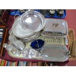 Glass Hors D'oeuvres Dishes, condiment stand, entree dish, salver, sauce boat, toast rack with