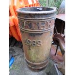 A Cast Iron Cylindrical Litter Bin, dated 1988, 84cms high.