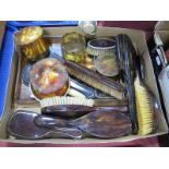 A Collection of Faux Tortoiseshell Dressing Table Accessories, brushes, hair tidy's, mirror, etc (