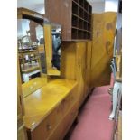 1930's Oak Three Piece Bedroom Suite, comprising double wardrobe, tallboy and dressing table, each