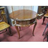 Mahogany Drop Leaf Occasional Table, with a circular top, moulded edge, on cabriole legs.