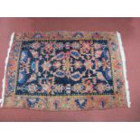 Hamadan Tasseled Wool Rug, multicoloured floral, 146 x 102cms.