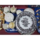 XIX Century Pair of Copeland Plates, pair of ribbon plates, etc:- One Tray