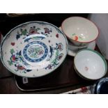Losolware Bowl, "Peacock" Pattern, three Cauldon Ware floral pattern plates, "The Pottery Galleries"