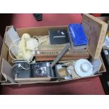Cream Anvil Telephone, four cameras, pantograph, iPod Nano, coffee ware, etc:- One Box