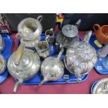 Plated Teapots, decorative burner stand, etc:- One Tray