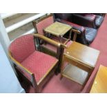 Two Commode Chairs, oak side table, stool. (4)