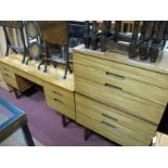 XX Century Teak Part Bedroom Suite:- Chest of drawers with six drawers:- Dressing table with a three