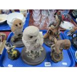 Country Artists Figures of a Snowy Owl, Early Visitors, Reed Bunting with Dandelions, etc:- One Tray