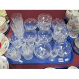 Cut Glass Tumblers, cut glass bowls, etc:- One Tray