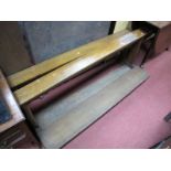 A Pair of Oak Ecclesiastic Prayer Benches, shaped apron piece supported by chamfered supports,